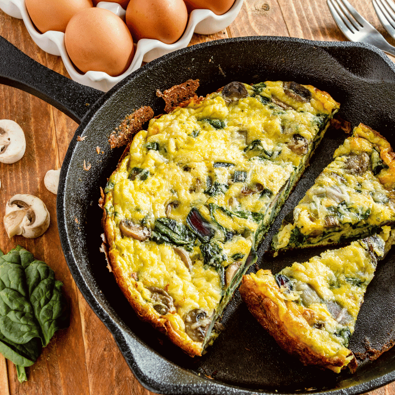 Omelette aux pommes de terre champignons et épinards Copanier